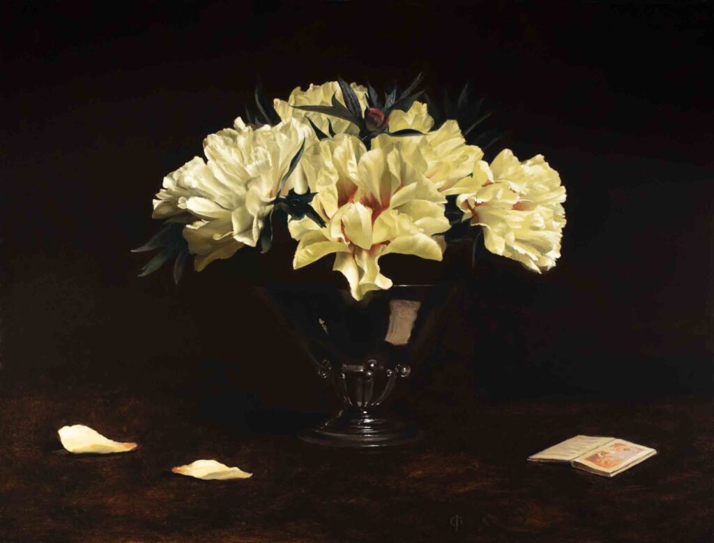 Five Large Yellow Peonies
